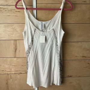 White Embellished Tank Top